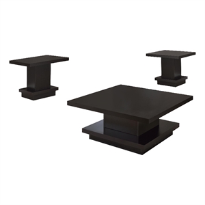 Pemberly Row 3-piece Square Coffee and End Table Set in Cappuccino