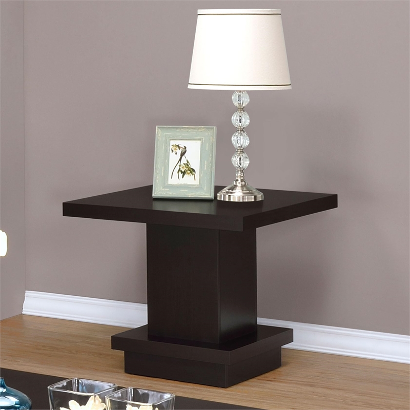 Pemberly Row Square Engineered Wood Side End Table in Cappuccino