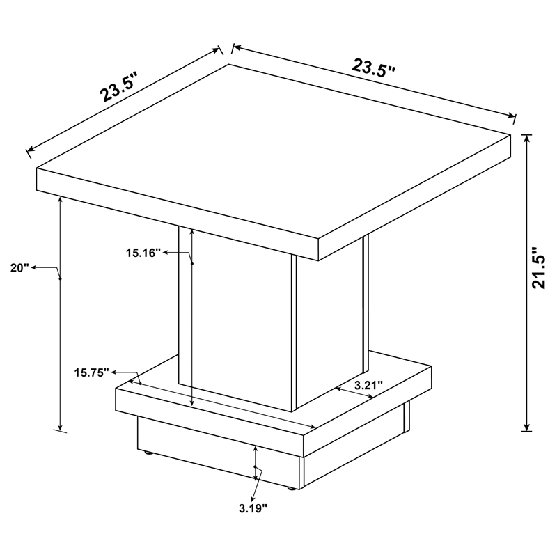 Pemberly Row Square Engineered Wood Side End Table in Cappuccino