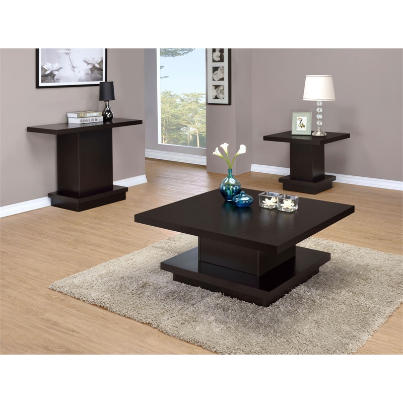 Pemberly Row Square Engineered Wood Coffee Table with Casters in Cappuccino