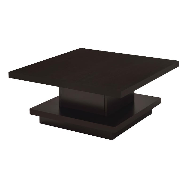 Pemberly Row Square Engineered Wood Coffee Table with Casters in Cappuccino