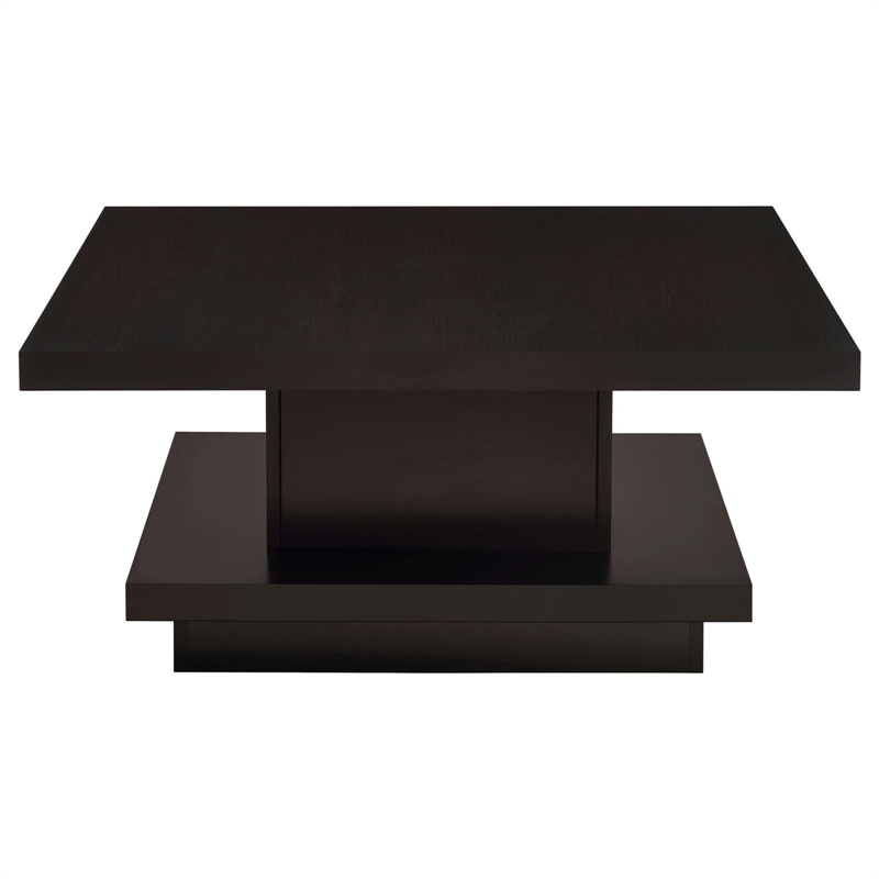Pemberly Row Square Engineered Wood Coffee Table with Casters in Cappuccino