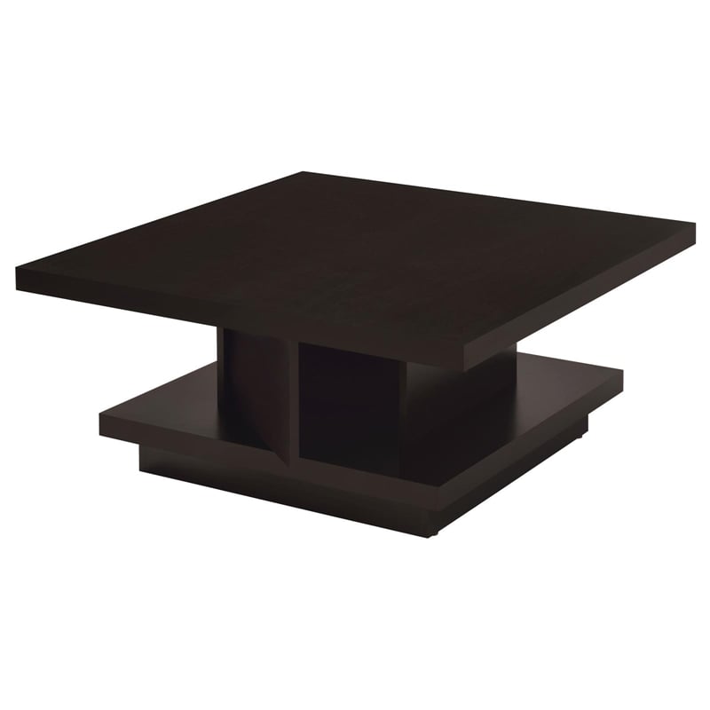 Pemberly Row Square Engineered Wood Coffee Table with Casters in Cappuccino