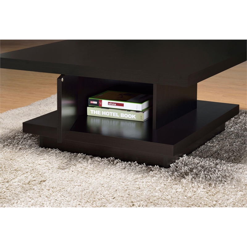 Pemberly Row Square Engineered Wood Coffee Table with Casters in Cappuccino