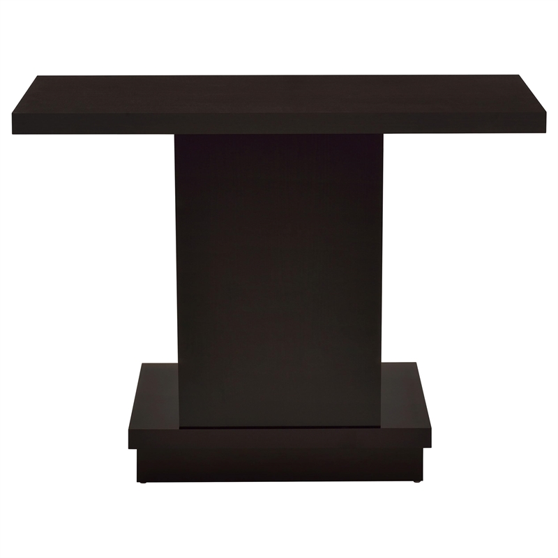 Pemberly Row Engineered Wood Pedestal Console Table in Cappuccino