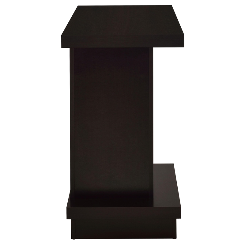 Pemberly Row Engineered Wood Pedestal Console Table in Cappuccino