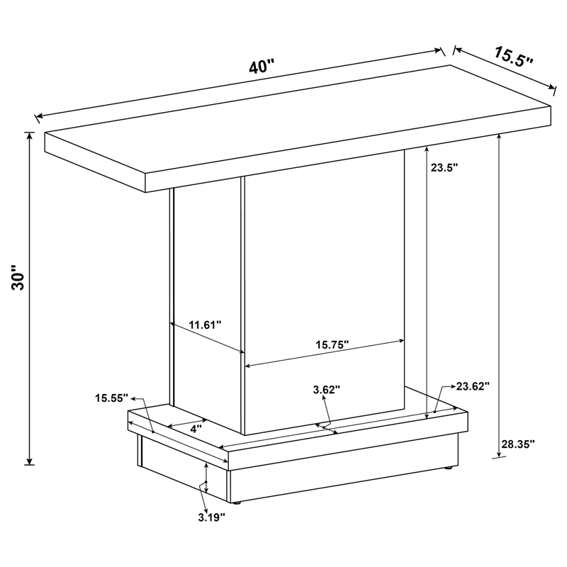 Pemberly Row Engineered Wood Pedestal Console Table in Cappuccino