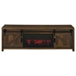 Pemberly Row 71-inch Engineered Wood TV Stand Fireplace in Dark Pine