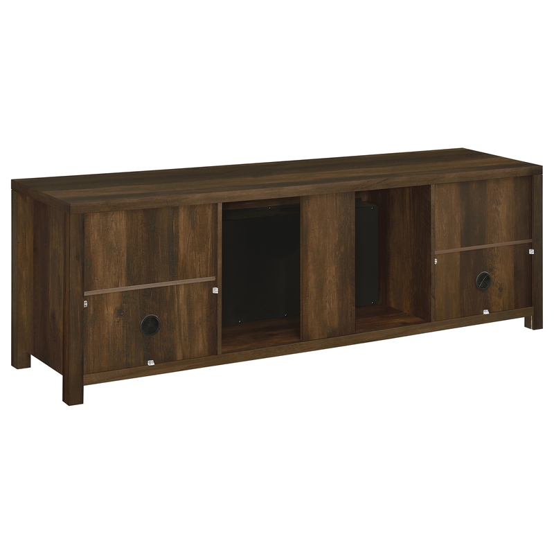 Pemberly Row 71-inch Engineered Wood TV Stand Fireplace in Dark Pine