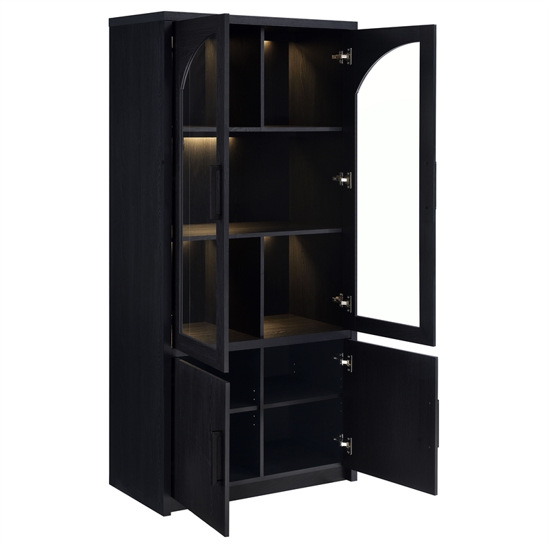 Pemberly Row 4-door Engineered Wood Accent Cabinet LED Lighting in Black