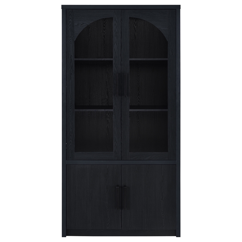 Pemberly Row 4-door Engineered Wood Accent Cabinet LED Lighting in Black