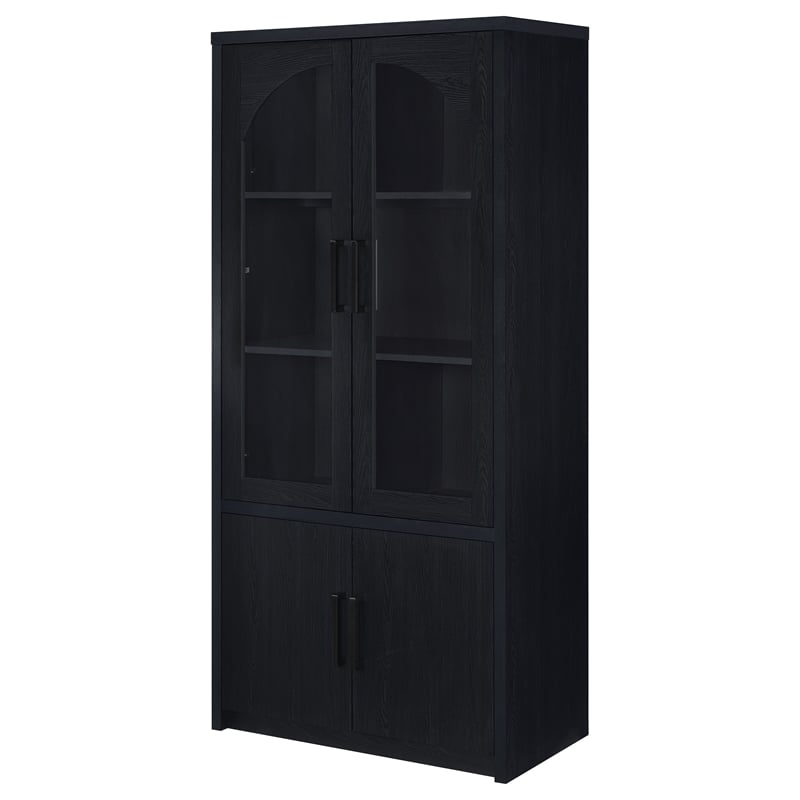 Pemberly Row 4-door Engineered Wood Accent Cabinet LED Lighting in Black