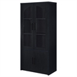 Pemberly Row 4-door Engineered Wood Accent Cabinet LED Lighting in Black