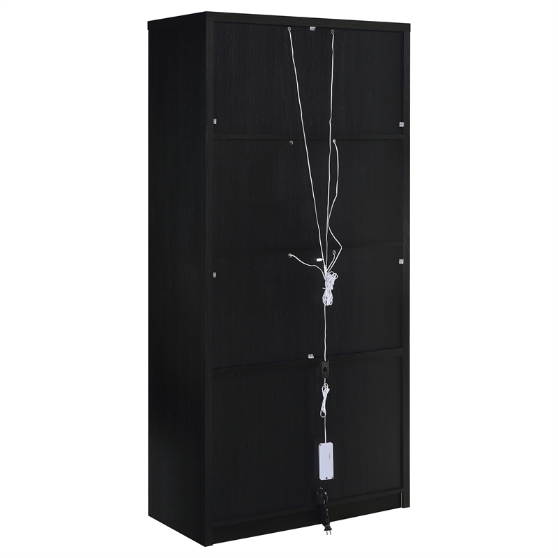 Pemberly Row 4-door Engineered Wood Accent Cabinet LED Lighting in Black