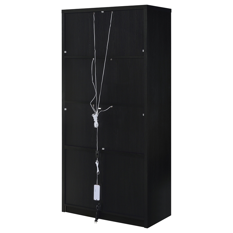 Pemberly Row 4-door Engineered Wood Accent Cabinet LED Lighting in Black