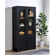 Pemberly Row 4-door Engineered Wood Accent Cabinet LED Lighting in Black