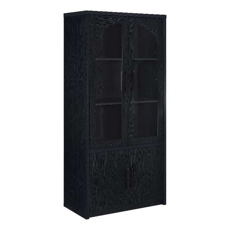 Pemberly Row 4-door Engineered Wood Accent Cabinet LED Lighting in Black