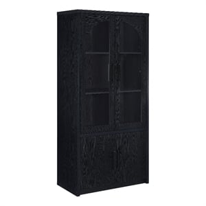 Pemberly Row 4-door Engineered Wood Accent Cabinet LED Lighting in Black