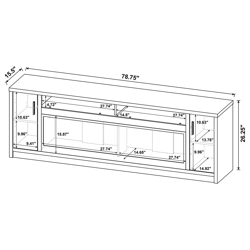 Pemberly Row 79-inch 2-door Engineered Wood TV Stand Fireplace in Mango