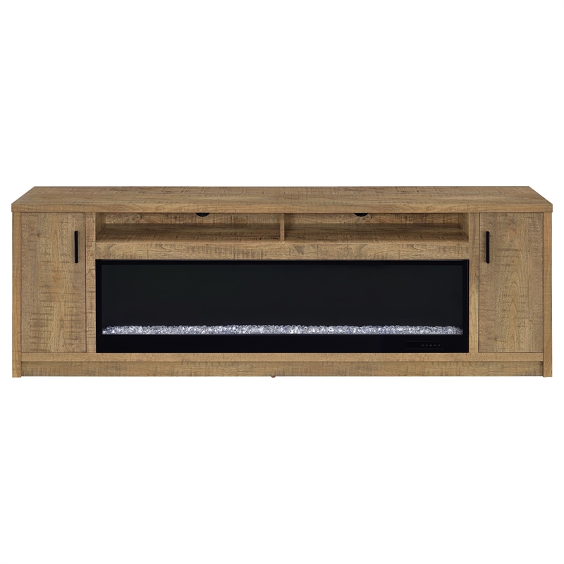 Pemberly Row 79-inch 2-door Engineered Wood TV Stand Fireplace in Mango