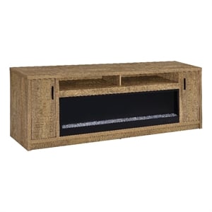 Pemberly Row 79-inch 2-door Engineered Wood TV Stand Fireplace in Mango