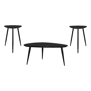 Pemberly Row 3-piece Triangular Coffee and End Table Set in Black