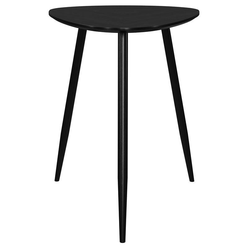 Pemberly Row Triangular Solid Mango Wood Side End Table in Black