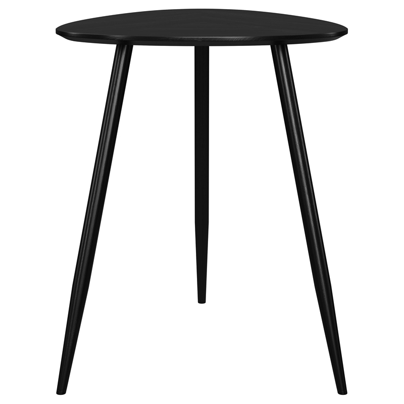 Pemberly Row Triangular Solid Mango Wood Side End Table in Black