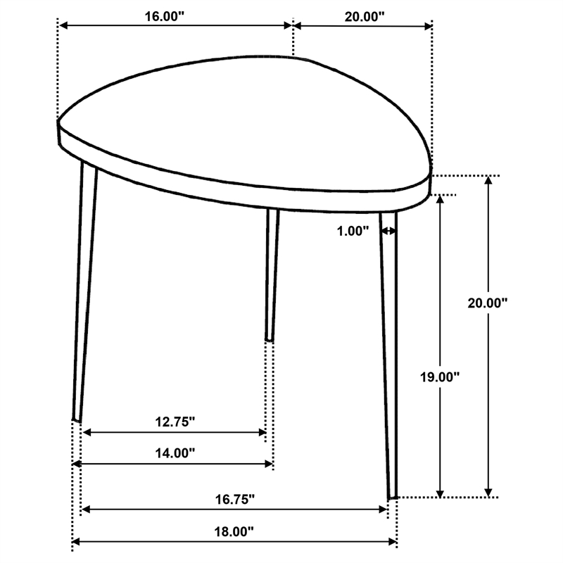 Pemberly Row Triangular Solid Mango Wood Side End Table in Black