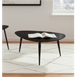 Pemberly Row Triangular Solid Mango Wood Coffee Table in Black