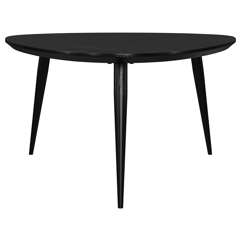 Pemberly Row Triangular Solid Mango Wood Coffee Table in Black