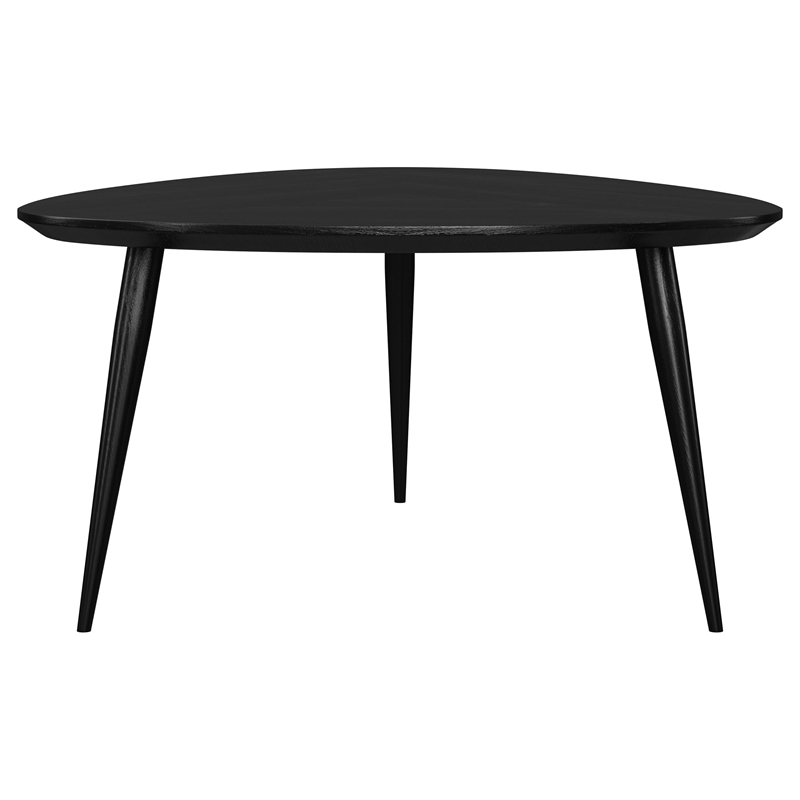 Pemberly Row Triangular Solid Mango Wood Coffee Table in Black