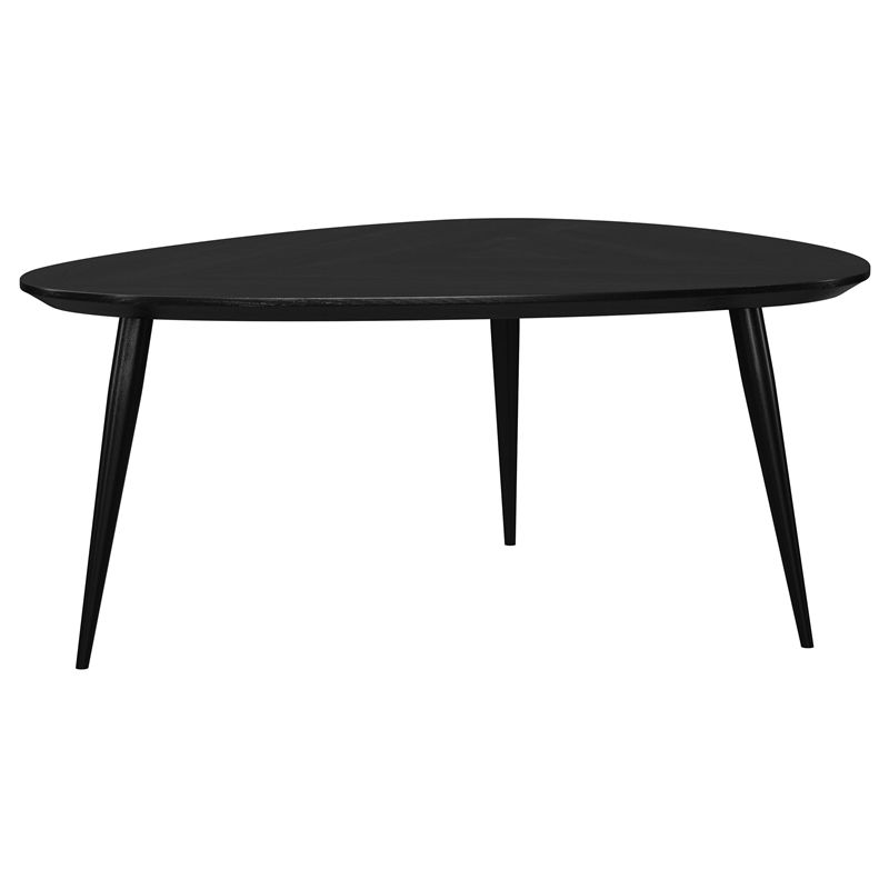 Pemberly Row Triangular Solid Mango Wood Coffee Table in Black