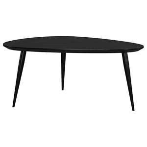 Pemberly Row Triangular Solid Mango Wood Coffee Table in Black