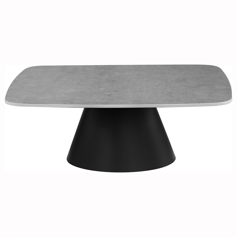 Pemberly Row 2-piece Cocktail Coffee Table Set in Concrete and Black
