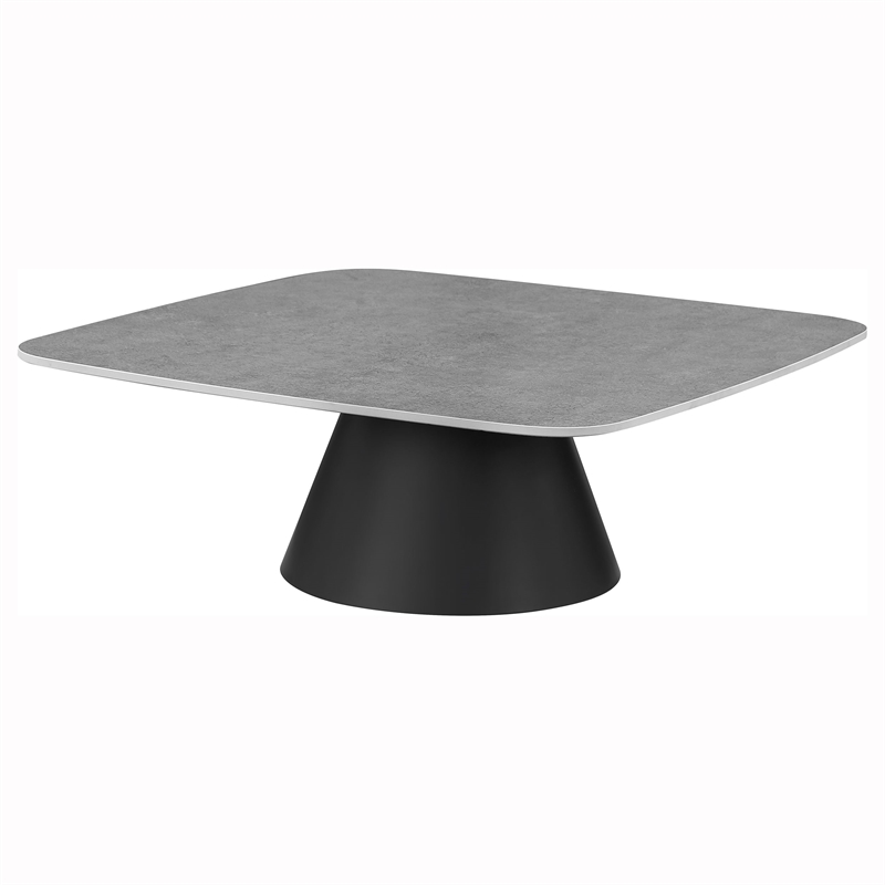 Pemberly Row 2-piece Cocktail Coffee Table Set in Concrete and Black