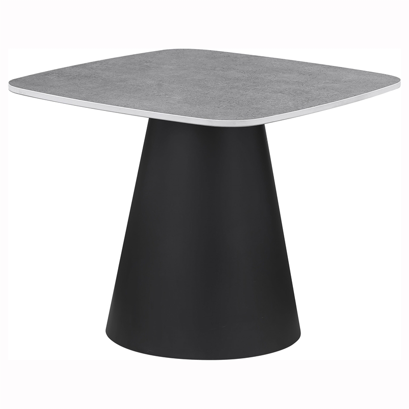 Pemberly Row 2-piece Cocktail Coffee Table Set in Concrete and Black