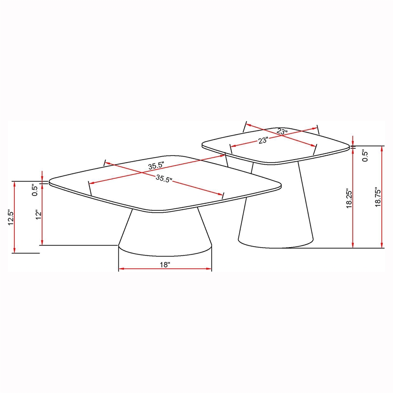 Pemberly Row 2-piece Cocktail Coffee Table Set in Concrete and Black