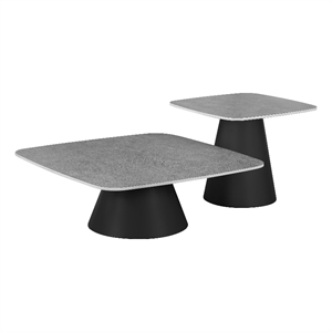 Pemberly Row 2-piece Cocktail Coffee Table Set in Concrete and Black