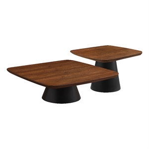 Pemberly Row 2-piece Coffee and End Table Set in Walnut and Black