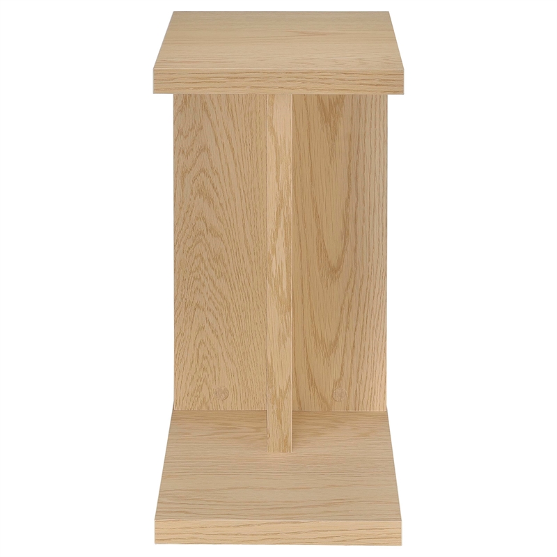 Pemberly Row Engineered Wood C-Shaped Sofa Side Table in Light Oak