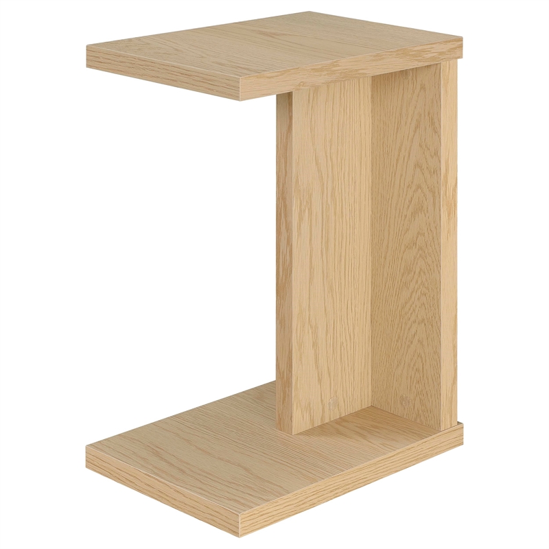 Pemberly Row Engineered Wood C-Shaped Sofa Side Table in Light Oak