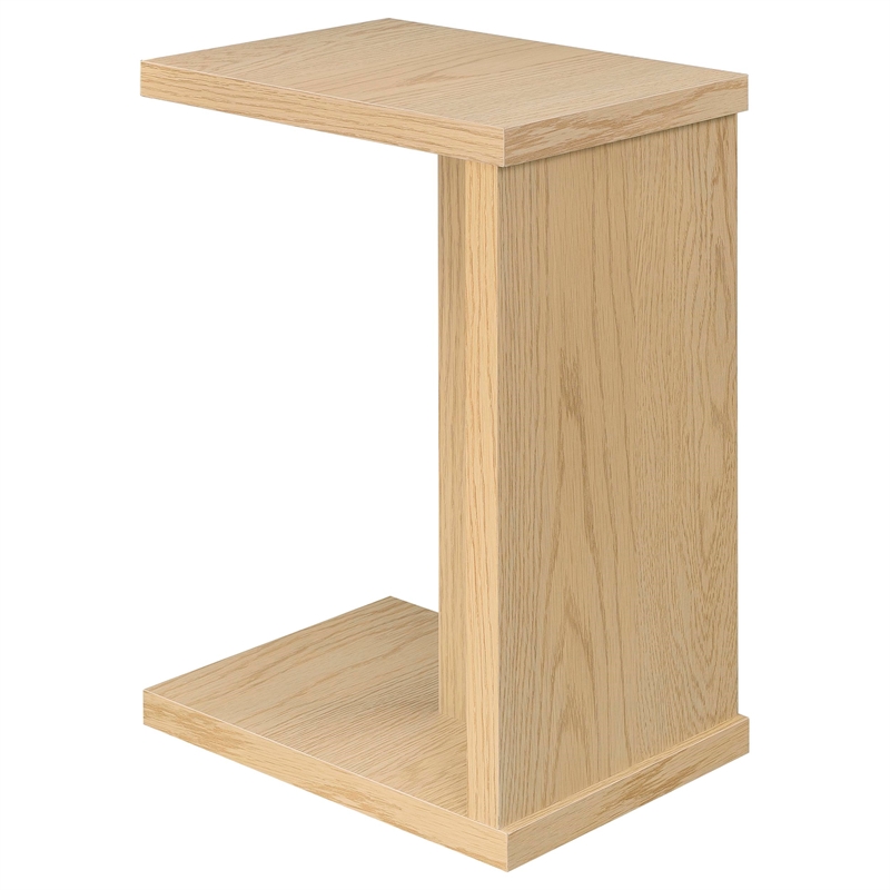 Pemberly Row Engineered Wood C-Shaped Sofa Side Table in Light Oak