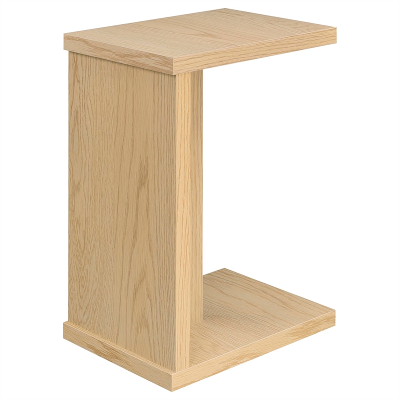 Pemberly Row Engineered Wood C-Shaped Sofa Side Table in Light Oak