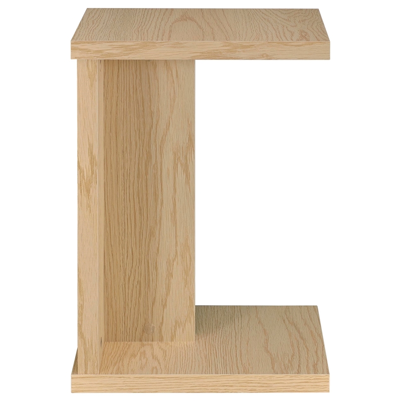 Pemberly Row Engineered Wood C-Shaped Sofa Side Table in Light Oak