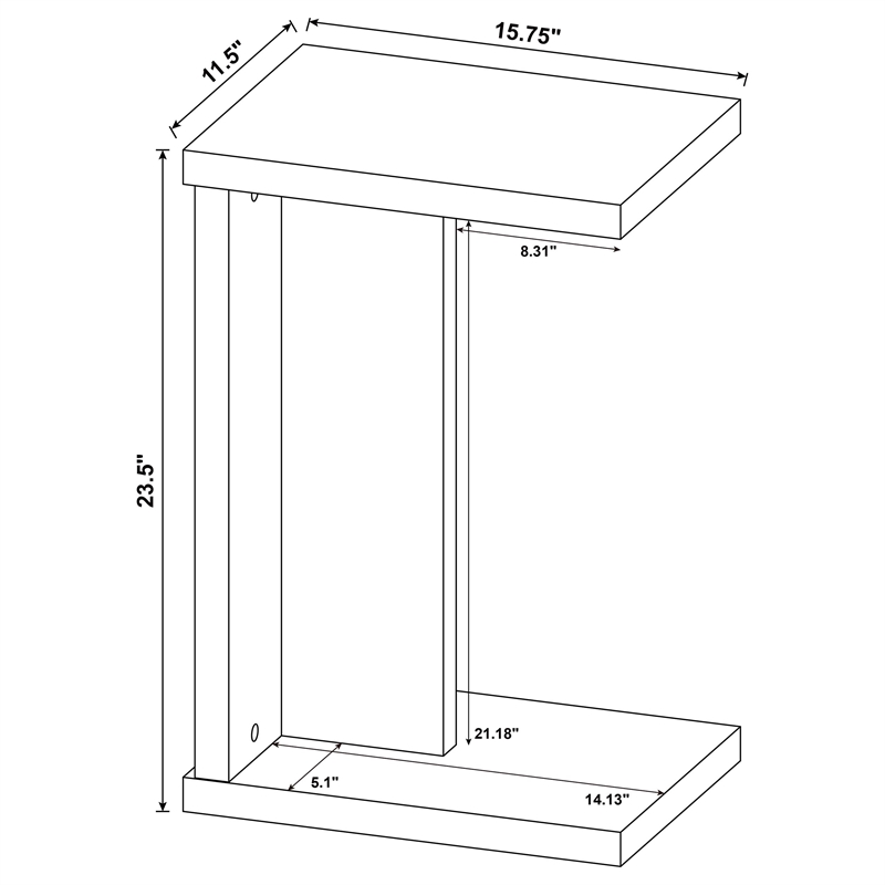 Pemberly Row Engineered Wood C-Shaped Sofa Side Table in Light Oak