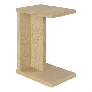 Pemberly Row Engineered Wood C-Shaped Sofa Side Table in Light Oak