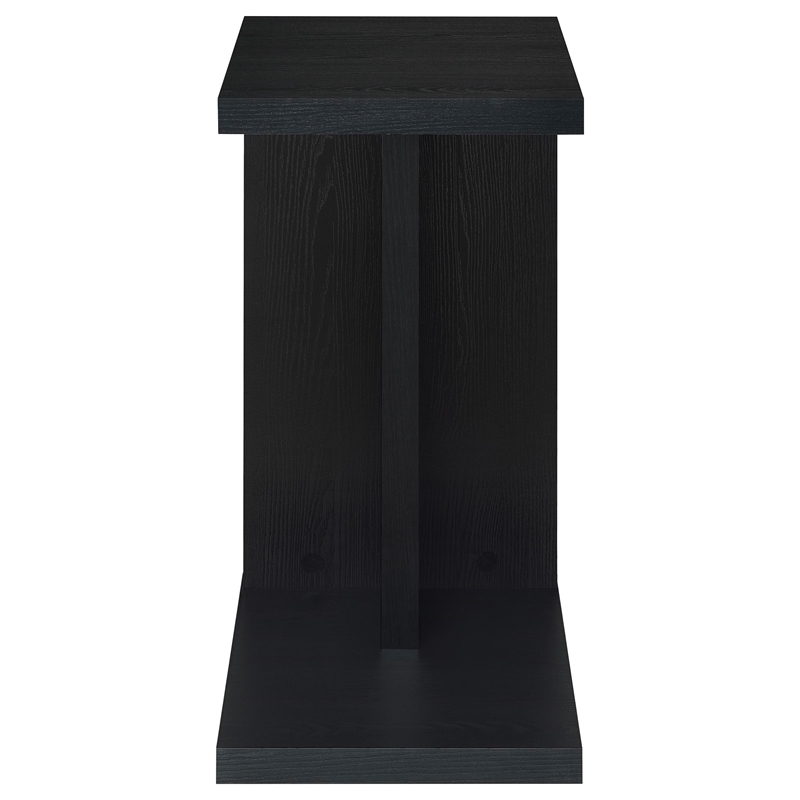Pemberly Row Engineered Wood C-Shaped Sofa Side Table in Black
