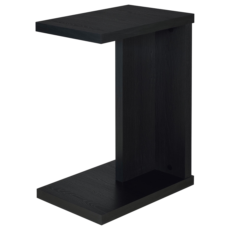 Pemberly Row Engineered Wood C-Shaped Sofa Side Table in Black
