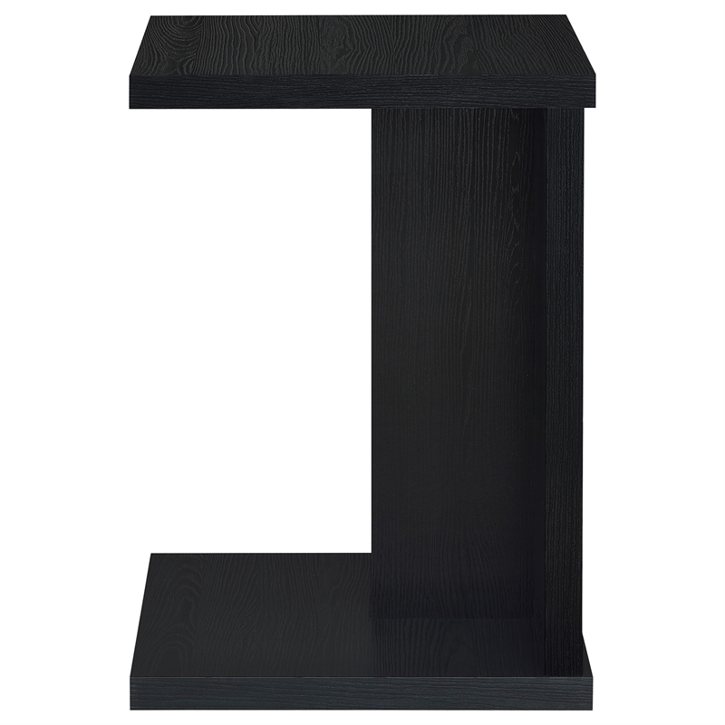 Pemberly Row Engineered Wood C-Shaped Sofa Side Table in Black